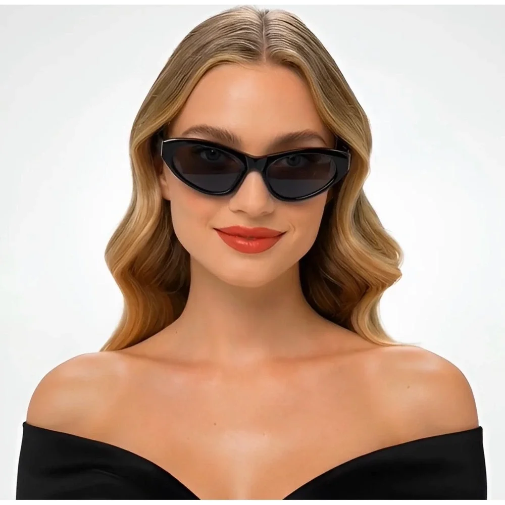 Womens Black Cat Eye Sunglasses Streetwear Hip Hop Modern Retro Sun Glasses New